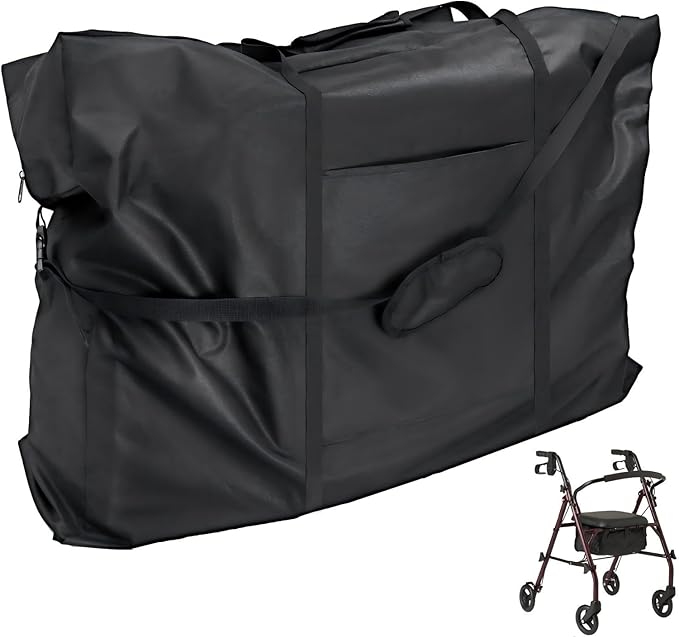 Walker Travel Bag for Airplanes – Rollator Carry Case for Folding Rollators, Compact Wheelchairs & Transport Chairs, Waterproof Protective Storage Bag - Black, 35" W x 24" H x 15" D