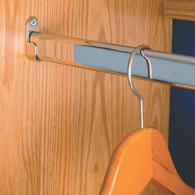 Outwater 8 FT Long Heavy Weight Steel Oval Closet Rods – 1-1/8" (30mm) x 9/16" (15mm), Premium Chrome Finish, Set of 15, Durable and Stylish