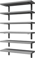 WOPITUES Wood Floating Shelves Set of 6, Shelves for Wall Decor, Farmhouse Shelf for Bedroom, Bathroom Storage Shelves, Book Shelves for Living Room-Grey