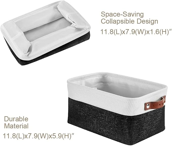 DECOMOMO Small Storage Basket, Closet Storage Bins, Baskets for Organizing Shelves (Black & White, Small - 6 Pack)