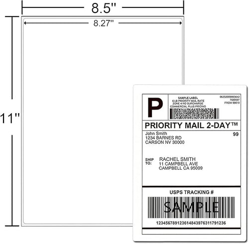 1-up 8.5" x 11" 100 Sheets Printable Sticker Labels Paper,for Laser/Inkjet Printers, Full Sheet Sticker Labels, Write Lable(100 Labels)