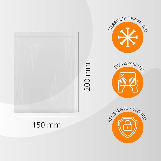 Transparent Plastic Airtight Zipper Bags Ideal for Freezing Food, Document Storage, Reusable and Preserving Bags - Ofitury (2000 Bags, 150 x 200 mm)