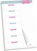 bloom daily planners Weekly Meal Planning Pad - Magnetic Hanging Refrigerator Menu Planner with Tear-Off Sheets & Perforated Grocery Shopping Lists - 6” x 9” (Pink & Teal)