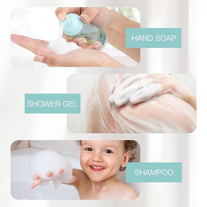 Travel Foam Pump Bottle - 2oz Small Size Foaming Hand Soap Dispenser - Mini Portable Mousse Lash Shampoo Kit Container for Hair - Empty Leak Proof Plastic Green Foamer for Liquid Toiletry 3Pack