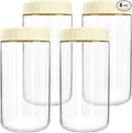 SHOWIN Overnight Oats Containers with Lids, 24oz Glass Jars with Lids 4 pcs, Milk White, Wide Mouth Mason jars for Salad, Yogurt, Snacks, Meal Prep