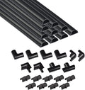 D-Line 157in Cord Cover Kit, Self-Adhesive Wire Hiders, Cable Raceway to Hide Wires on Wall, Electrical Cable Management - 10x 15.7 Lengths & 19 Accessories - 1.18" (W) x 0.59" (H) - Black