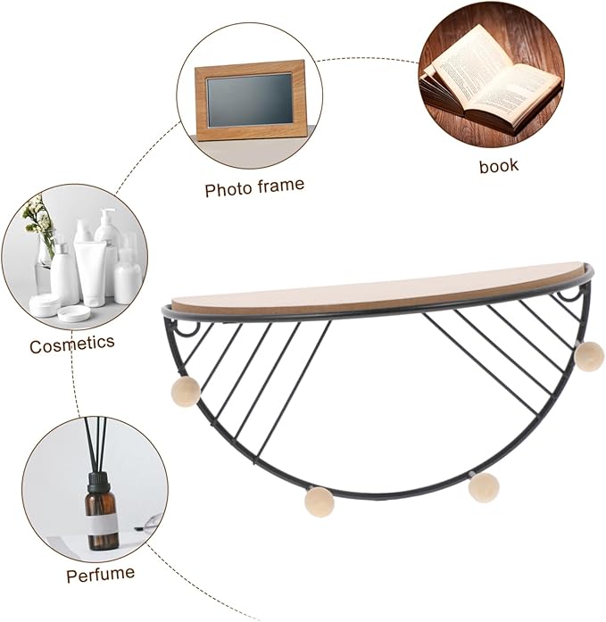 GLEAVI Elegant Wall-Mounted Storage Rack Wooden Shelving Unit for Home Organizers and Storage