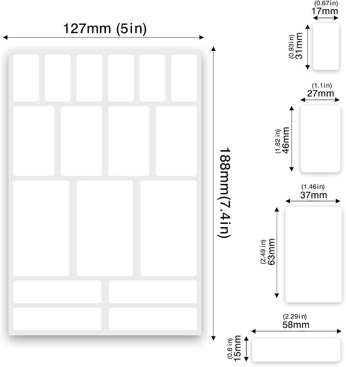JIEHENG 170Pcs White Removable Labels for Jars,for Storage Bins,for Food Containers with 2 Liquid Chalk Marker(White)