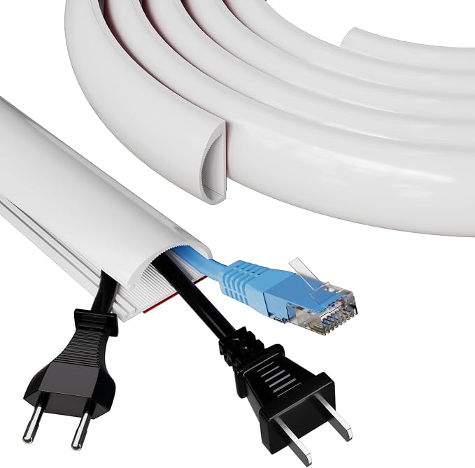 78" Side Open Cord Hider for Wall Mounted Tv, Silicone Flexible Cable Cover to Hide Conceal Cords Along Wall,Wire Raceway Management Cable Concealer Channel,Electric Cord Organizer,W 1.08"× H 0.6"