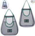 2 Pack Hanging Mesh Storage Bags (Single + Dual Pocket) Reusable Hanging Mesh Storage Produce Bags for Kitchen Storage Fruits, Onion, Garlic & Vegetables, Breathable Shopping Handbag