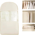 Space Saving Hanging Garment Bag with Compression Zipper. | For Closet Storage, Garment Bag for Coats and Down Jackets.(Beige,S)