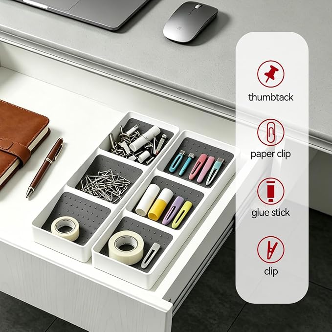 Kitchen Drawer Organizer,2 Pack,With silicone non-slip mat;Suitable for drawers in the kitchen,bathroom,bedroom,Spice Rack Organizer for Cabinet, Making up Organizer,Spice Bottle Organizer