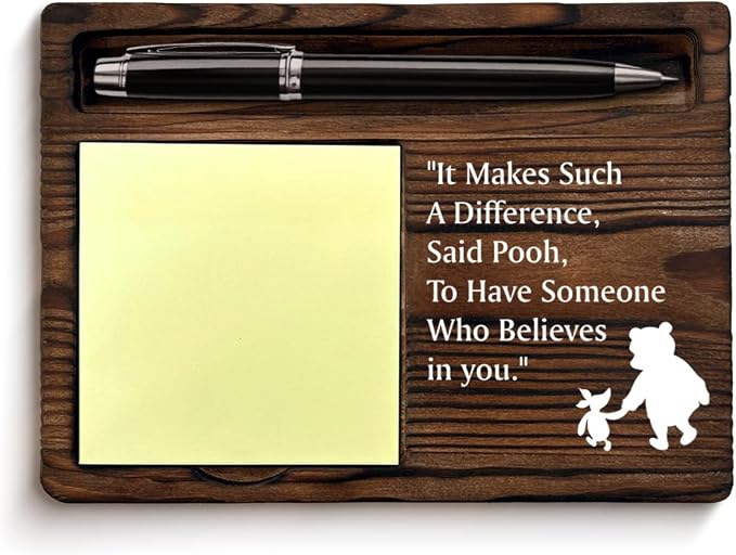 Inspirational Gifts Pooh Bear Sticky Note Holder Encouragement Gift Friendship Gifts for Best Friends Besties Sister Coworkers Birthday Christmas