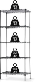 Meet perfect 5-Tier Wire Shelving Unit, 24" W x 14" D x 60" H Metal Storage Rack, NSF Certified Heavy Duty Garage Shelves, 750 lbs Capacity Adjustable Pantry Organizer for Kitchen, Laundry, Office