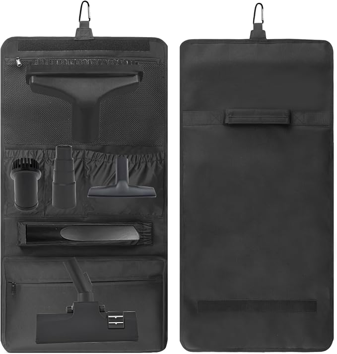 Hang Storage Bag for Vacuum Cleaner Tool Accessories Vacuum Attachments Travel Carrying Protective Bag Wall Hanging Organizer for Airwrap Styler（Black）