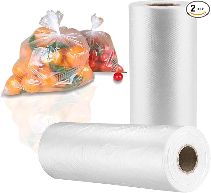 2 Rolls Plastic Produce Bags for Groceries, 30x50cm(12x20in) Durable Clear Food Storage Bags for Bread, Fruits, Vegetables, Shopping Poly Packing Bag, 700 Pcs