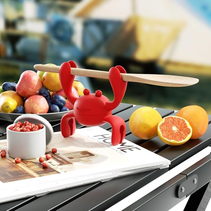 Silicone Spoon Rest for Stove Spoon Holder and Lid Lifter Steam Releaser Stove Organizer Cool Kitchen Gadgets & Cute Kitchen Accessories (Cute Red)