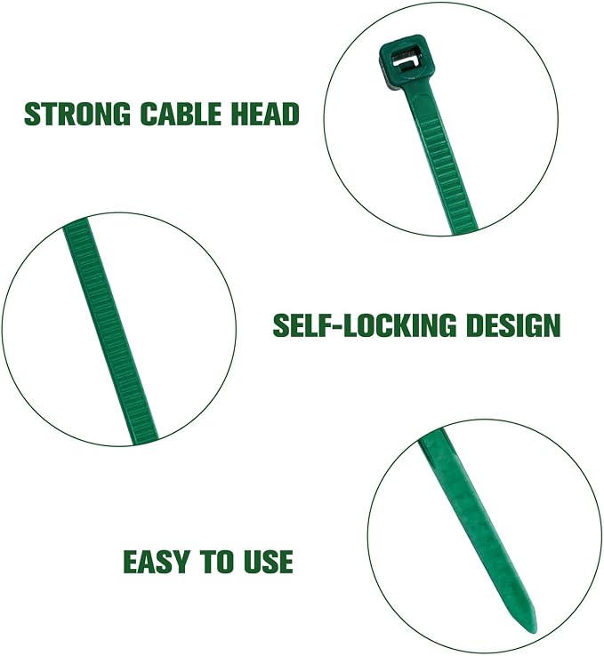 Zip Ties 12 inch, 1000 Pack Green Zip Ties,Green Cable Ties Self-Locking Nylon Cable Ties with 50 lb Tensile Strength,Wire Ties for indoor and outdoor use.