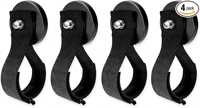 Zihvfzu 4 Pack Magnetic Hook Straps - 2.59" Heavy Duty Magnetic Tool Holder for Garage, Workshop, RV, Pickup - Cable Management Wrap for Extension Cord, Rope, Hose, Wire - Strong Magnet Tie for Tools