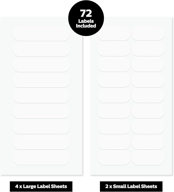 ThreeKin Waterproof Labels for Bottles and Containers - Custom Stickers - All-Purpose and Personalizable - Dishwasher, Freezer and Microwave Safe - BPA-Free - USA-Owned (Clear, 72pcs)