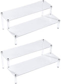 BYCY 2 Pack 2-Tier Clear Acrylic Display Stand Display Shelf for Dessert Jewels Figurines, Clear Cupcake Stand - 2 Pack ( 12" * 6.9" * 4.25" )