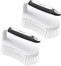 Amazer Scrub Brush for Cleaning Comfort Grip Shower Scrubber Stiff Bristles with Handle Heavy Duty Cleaner Brush for Tub Sink Carpet Floor - Pack of 2 (Black+Black)