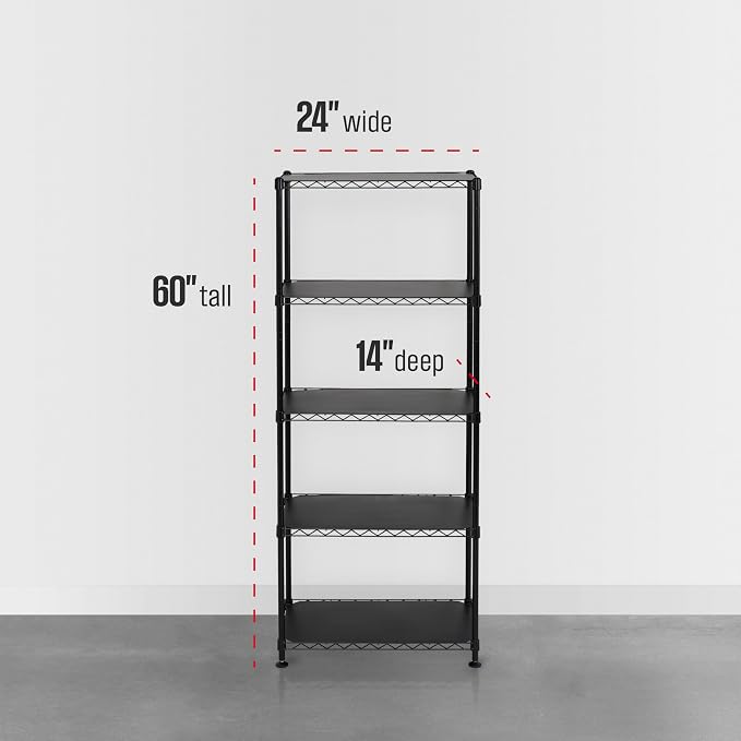 SafeRacks NSF 5-Tier Heavy Duty Steel Wire Shelves (24"x14"x60")