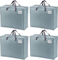VENO 4 Pack Heavy Duty Moving Bags, Storage Bags, Packing Supplies, Top Zipper, Storage Totes for Camping, Clothes, Bedding, Comforters, Pillows (22 Gallon Light Blue, 4 Pack)