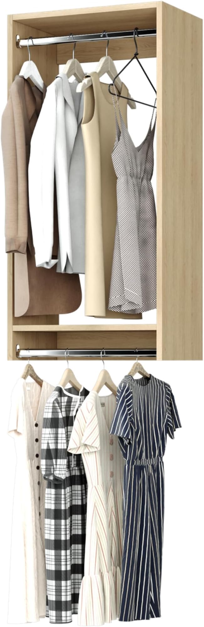 Modular Closets Vista Collection Double Hanging Wood Closet Organizer Unit (Oak, 22.5" Wide)