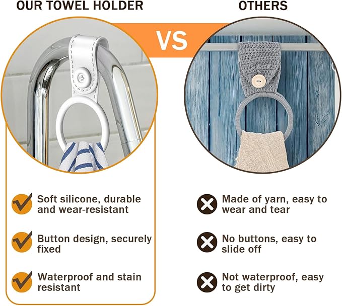4 Pack Silicone Kitchen Towel Holder, Hanging Kitchen Towels; Dish Towel Holder for Cabinet, Oven, Stove, Sink – Durable, Non-Slip Design for Easy Hanging (White)