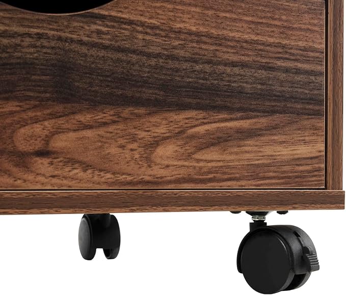 Naomi Home 5-Drawer Rolling Chest, Brown Oak, Smart Storage with Metal Slide Glides & Smooth Wheels, Compact Space-Saver, Easy Assembly, Durable Engineered Wood
