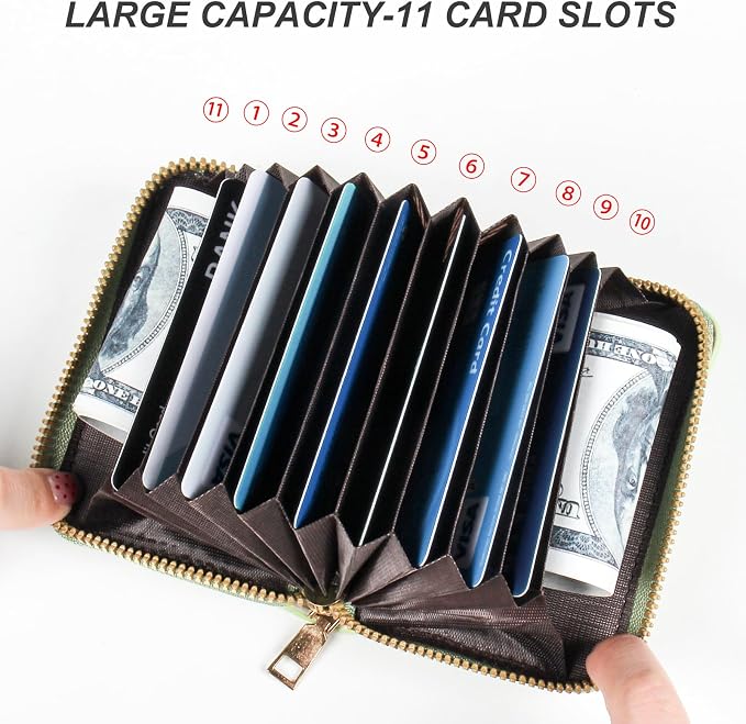 Credit Card Wallet, RFID Card Case Wallet, Zipper Card Cases Holder for Men Women, RFID Blocking, KeyChain Wallet, Compact Size Card Organizer Case for Women