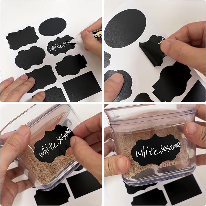 120 Pcs Chalkboard Labels - Removable Chalkboard Stickers for Jars, Pantry & Storage Bins, Glass Bottles & Food Labels - Includes 1 Chalk Marker Pen