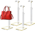 4 Pack Clear Acrylic Purse Display Stands, 14" - 24" Adjustable Height Handbag Holder, Bags Rack Stand, Tabletop Hanging Organizer for Counter Retail Store Boutique Closet Photography