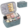 OCHEAL Makeup Bag for Women - Travel Cosmetic Organizer with Brush Slot & Divider, Large Capacity Toiletry Bag for Girls, Travel Makeup Case for everyday Make up Accessories -Blue Floral