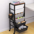 Rolling Cart with Drawers, Rolling Storage Cart with Large Plastic Drawers & Wooden Tabletop, Utility Cart with Pegboards & Basket, Storage Drawers Cart for Living Room, Classroom, Bedroom, Office