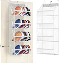 AOODA Clear Over the Door Hat Racks for Baseball Caps, Hold 48 Caps Hat Storage Organizer for Closet Wall, Deep Pockets Hanging Snapback Holder Shelves with 3 Hooks, White