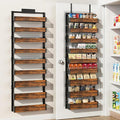 Over the Door Pantry Organizer: Pantry Organization and Storage with Hanging Basket - 9-Tier Metal Spice Rack Adjustable Shelves for Kitchen Bedroom Bathroom & Laundry Room Black
