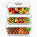 Vacuum Seal Containers,3pcs Glass Vacuum Seal Containers for Food Storage | Food Container Sets with Date Tracking Lid,Stackable Vacuum Containers for Leftovers, Meal Prep, Fridge,Freezer & Pantry