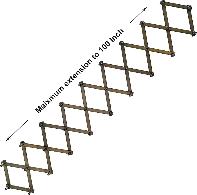 SKOLOO Accordion Wall Hanger with 28 Hooks, Modern Expandable Coat Rack Hat Rack for Wall, Solid Wooden, Dark Walnut Color