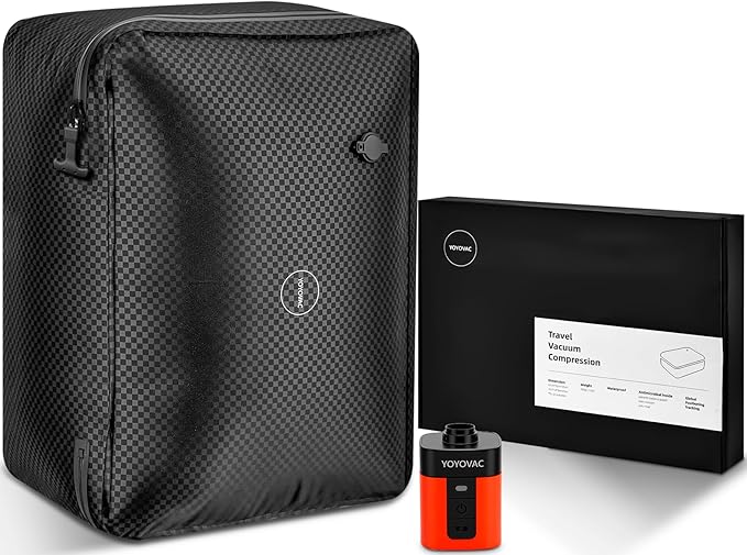 43L Max Capacity Vacuum Compression Bag with Wireless Pump - Space Saver Bag for Travel Luggage, No Checked Baggage, IP68, Reusable, Fits 20/24/28 Inch Suitcases (No Tracker)