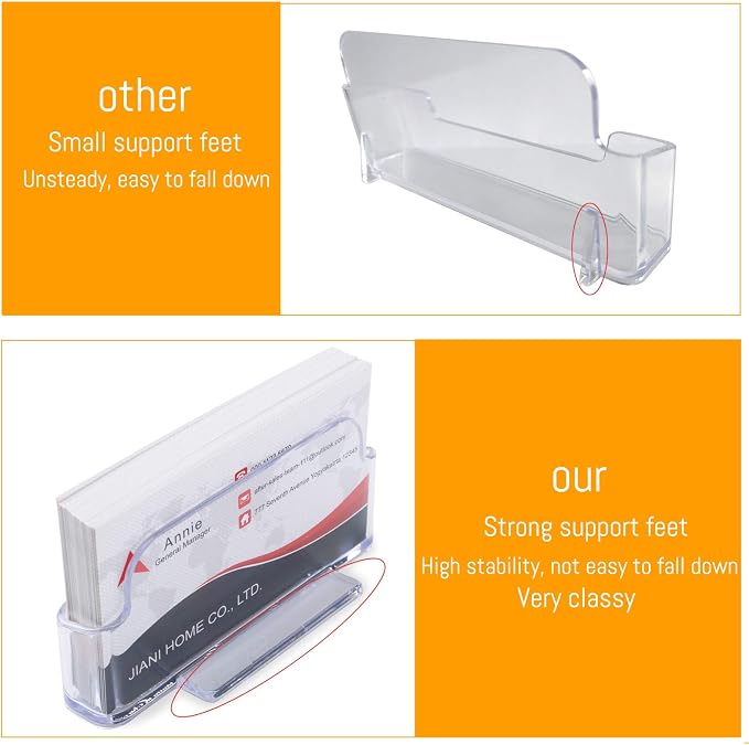 16 Pack Clear Business Card Holder for Desk, Plastic Business Card Display Desktop Acrylic Business Card Stand for Office, Exhibition Booth