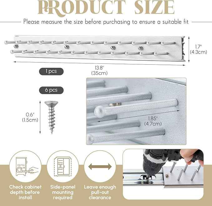 Blulu 1 Pcs 13.8'' Sliding Tie Rack Hanger for Closet, 25 Tie Pull Out Wall Mounted Extending Sturdy Metal Belt Organizer Holder for Men Belt Storage, Sliver