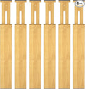 Bamboo Drawer Dividers,17-22" Adjustable Kitchen Drawer Organizer for Clothes,6 Pack Expandable Drawer Organization Separators for Bedroom,Bathroom,Dresser and Office,Natural