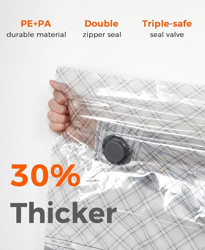6pcs Vacuum Seal Bags for Clothing Travel, Cordless Pump, Carry-on Size Compression Packing Bags, 4000Pa Suction & 2400mAh Battery, Vacuum Storage Bags for Clothes, Luggage, Suitcase, Space Saver