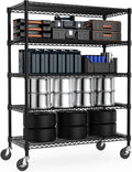 M MZG 53" W Garage Shelving 5 Tier Industrial 2200LBS Metal Shelving Units for Commercial, Basement, Pantry, Warehouse, School, Black Heavy Duty Easy Assembly 53.2" W x 23.6" D x 73.6" H