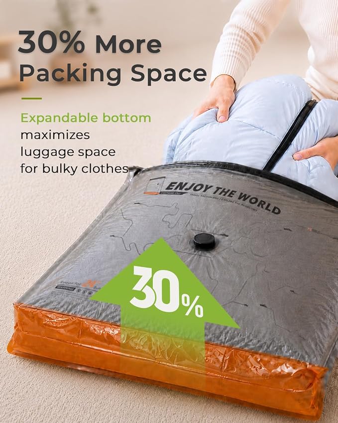 Vacbird Travel Vacuum Bags with Rechargeable Cordless Vacuum Pump, 10 Pack Compression Bags for Clothes, Space Saver Bags for Luggage, Suitcase & Carry-On Packing Travel