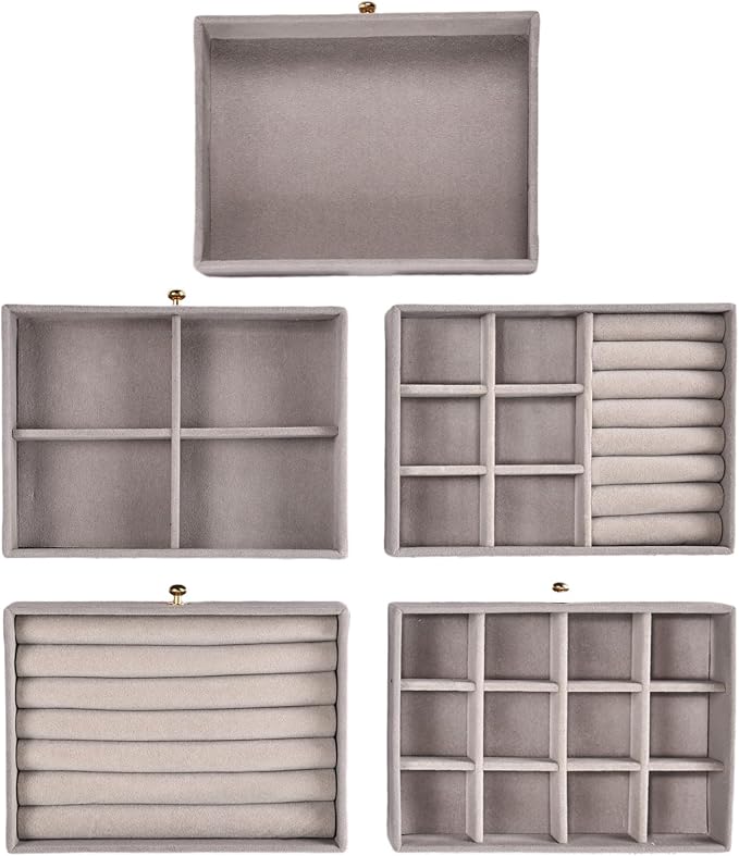 Greenfeather Jewelry Organizer and Storage with 7 Removable Drawers, Clear Acrylic Jewelry Box with 16 Necklace Hooks 48 Pairs of Earring Holes 5 Velvet-Lined Drawers for Rings Bracelets Necklaces