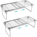 Orgneas Expandable Freezer Shelves, 15.8"-22" Adjustable Cooler Shelf Organizer, Thickened Heavy Duty Cabinet Shelf Organizer and Storage for Kitchen Pantry Refrigerator and Cooler, 2 Pcs