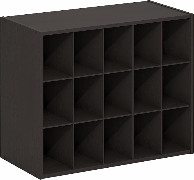 15-Cube Shoe Organizer, Stackable Shoe Rack, Shoe Storage, 11.4 x 24.2 x 19.3, for Office, Closet Entryway, Garage, Dark Oak